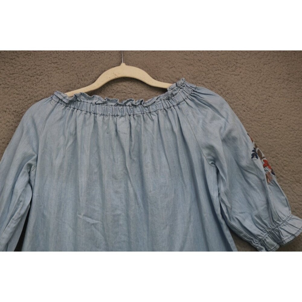 August Winds 3/4 Sleeve Embroidered Floral Top-Small-Cottagecore-BOHO - Picture 9 of 10